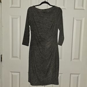 Ralph Lauren Women's Stretch Jersey Three Quarter Sleeve Dress, Size 12, Gray